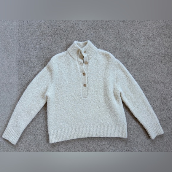 Jenni Kayne Sweaters - Jenni Kayne Boucle Button Pullover Sweater XS Cream Mock Neck